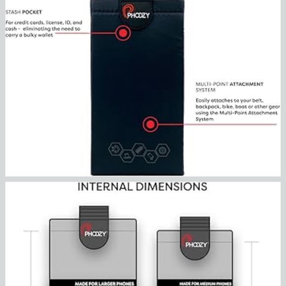 Phoozy Black Phone Pouch protects against sun, snow, heat, cold new in box - Picture 3 of 4